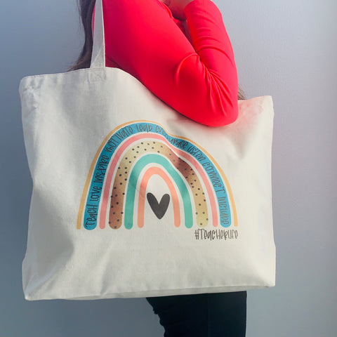 rainbow tote, teacher gift set, teacher appreciation, teach life